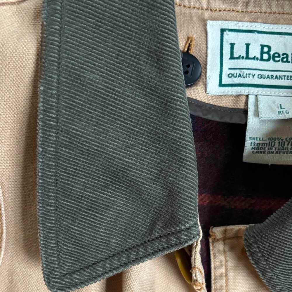 L.L. Bean Men's Field Jacket Large with Dark Green corduroy Collar - Picture 3 of 9